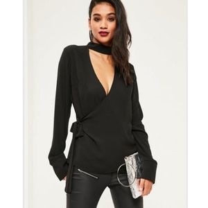 Missguided Choker Wrap Blouse NWT